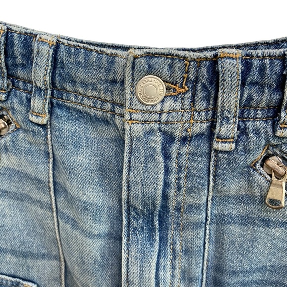 Free People Cargo Denim Mini Skirt With Utility Zippers Size 24 - Picture 4 of 9